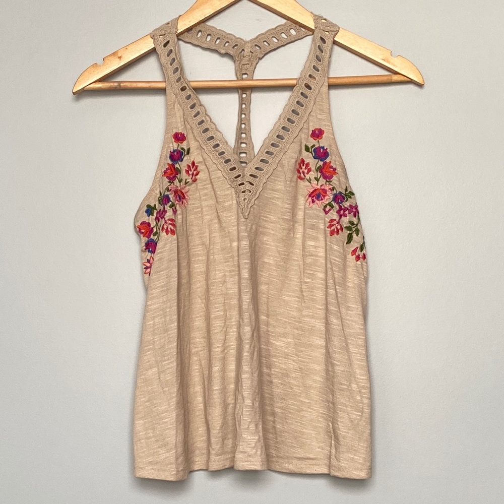 Hollister open back rainbow embroidered top XS-M